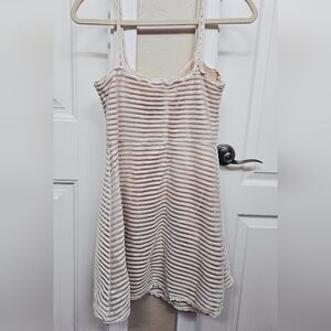 Free People Cream and Brown Striped Mini Dress